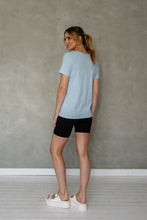 Load image into Gallery viewer, Before We Expire V-neck Tee in Cerulean
