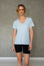 Load image into Gallery viewer, Before We Expire V-neck Tee in Cerulean
