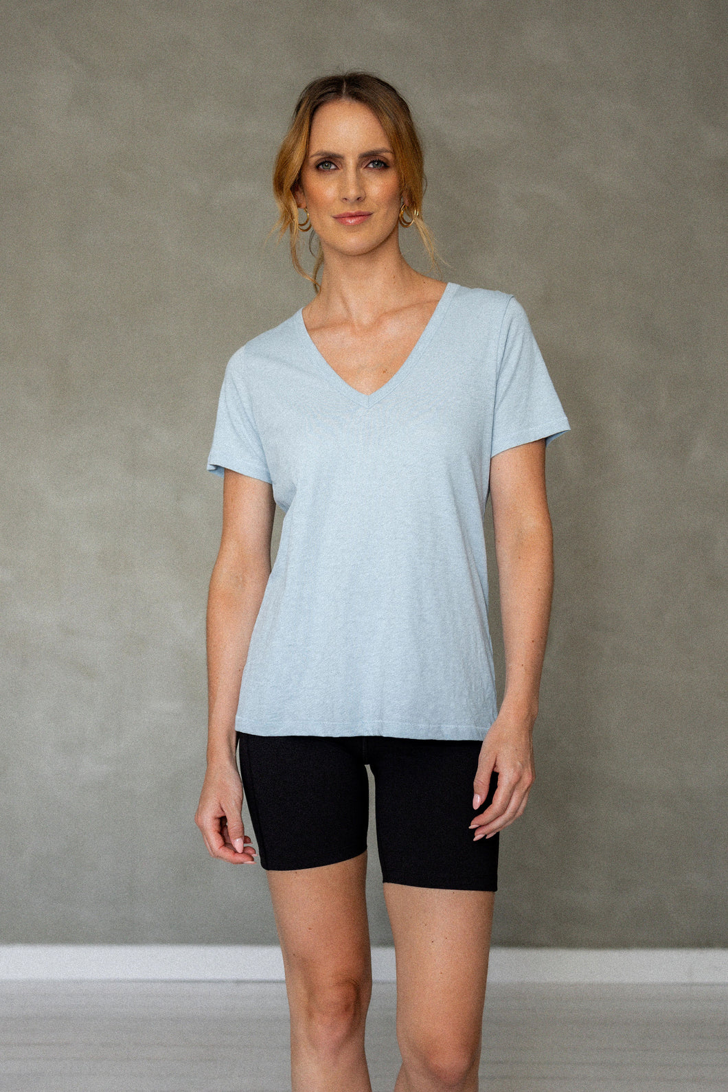 Before We Expire V-neck Tee in Cerulean