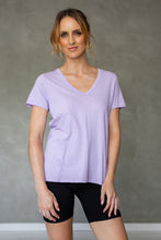 Load image into Gallery viewer, Before We Expire V-neck Tee in Purple Rose
