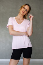 Load image into Gallery viewer, Before We Expire V-neck Tee in Roseate Spoonbill
