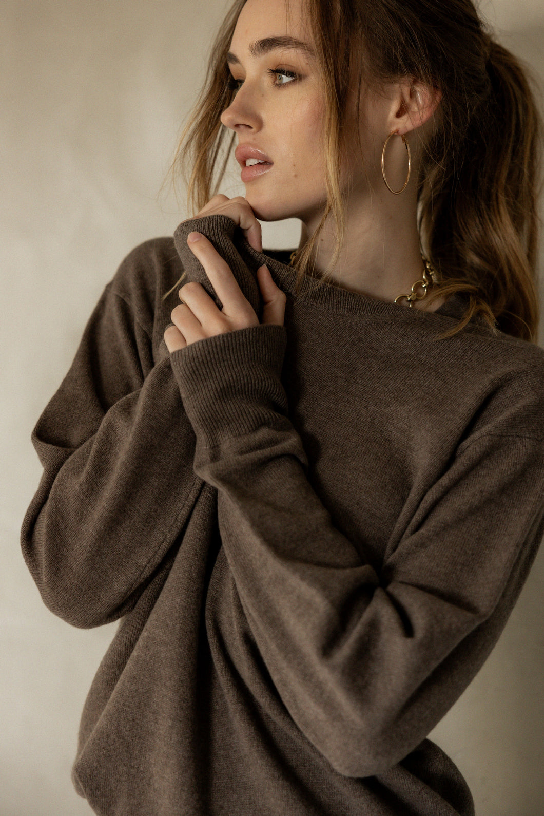 Ever Be Round Neck Sweater - Dark Brown