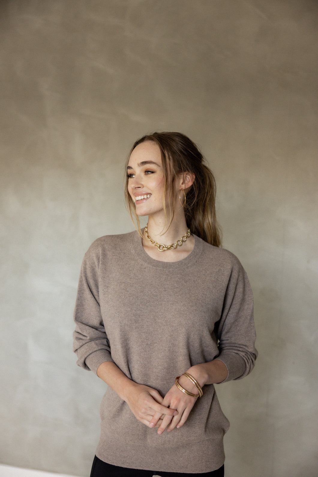 Ever Be Round Neck Sweater - Light Brown