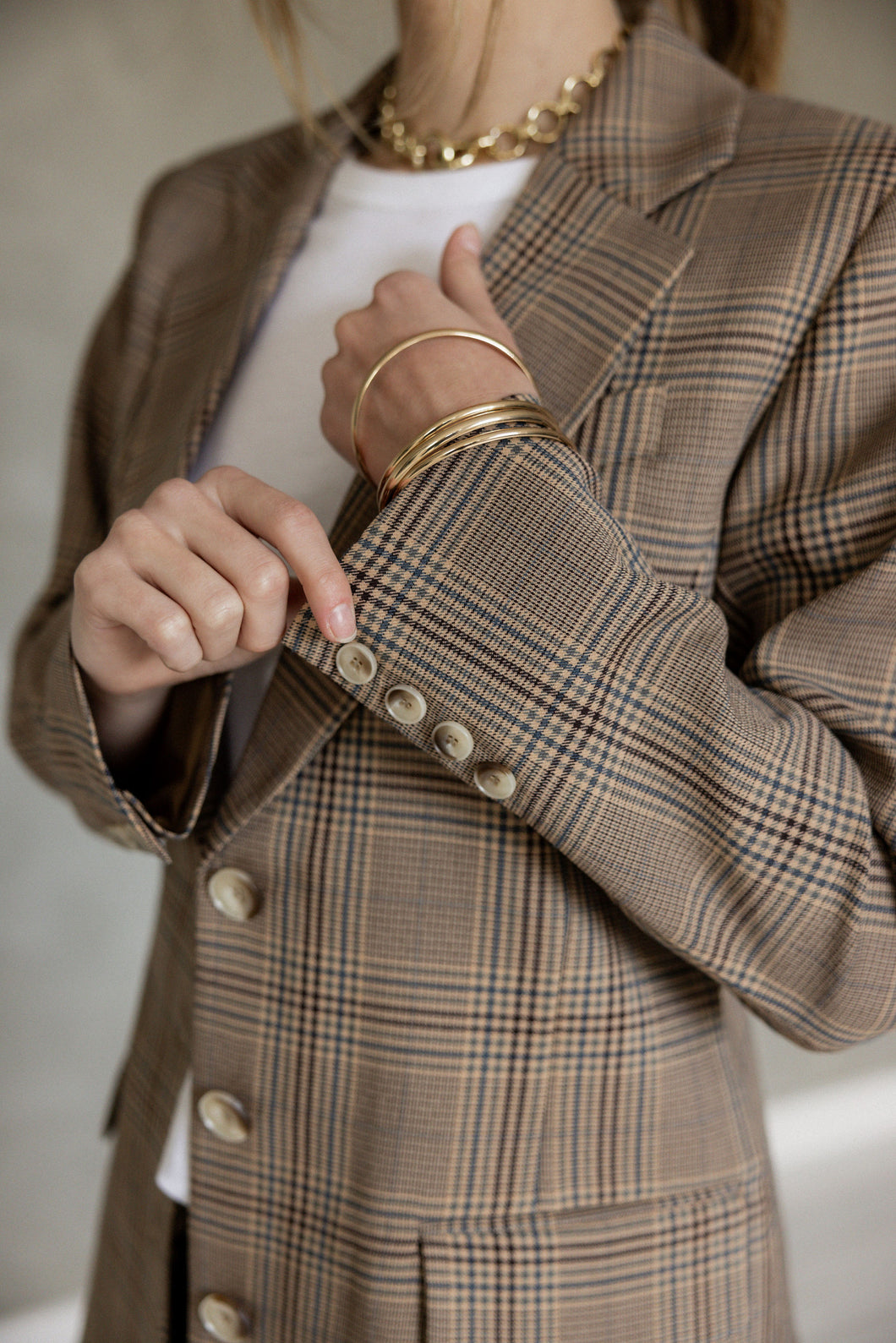 My Love Boyfriend Jacket - Brown/Navy/Black Plaid