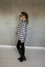 Load image into Gallery viewer, Be Ok Puff Sleeve Shirt - Black Plaid
