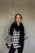 Load image into Gallery viewer, Be Ok Puff Sleeve Shirt - Black Plaid
