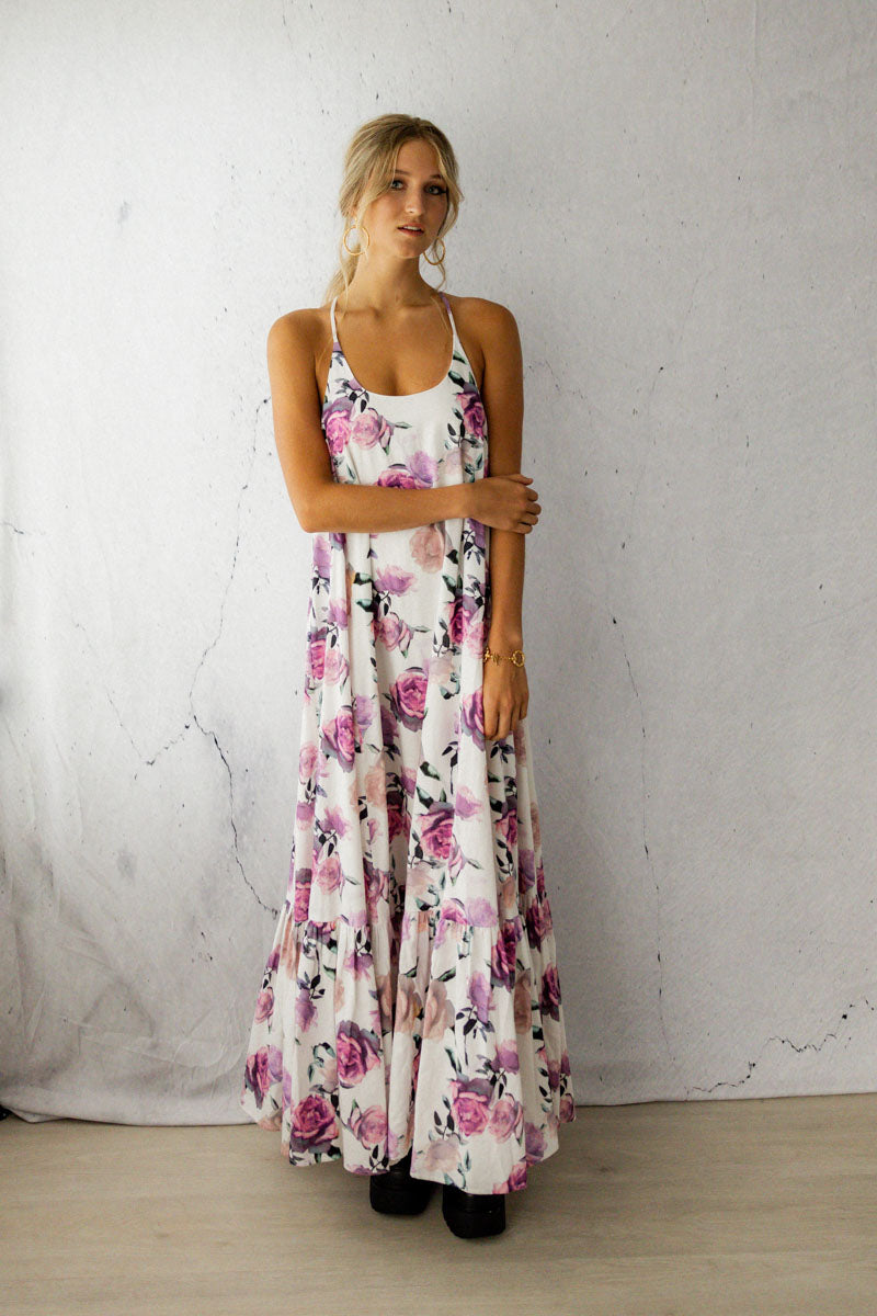 Say To Me Maxi Dress (Rose Print)