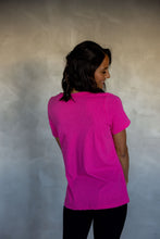 Load image into Gallery viewer, Before We Expire V-neck Tee in Fuchsia Fedora
