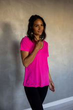 Load image into Gallery viewer, Before We Expire V-neck Tee in Fuchsia Fedora
