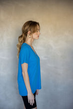 Load image into Gallery viewer, Before We Expire V-neck Tee in Ibiza Blue
