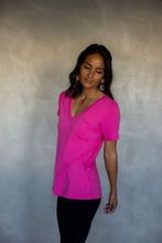 Load image into Gallery viewer, Before We Expire V-neck Tee in Fuchsia Fedora
