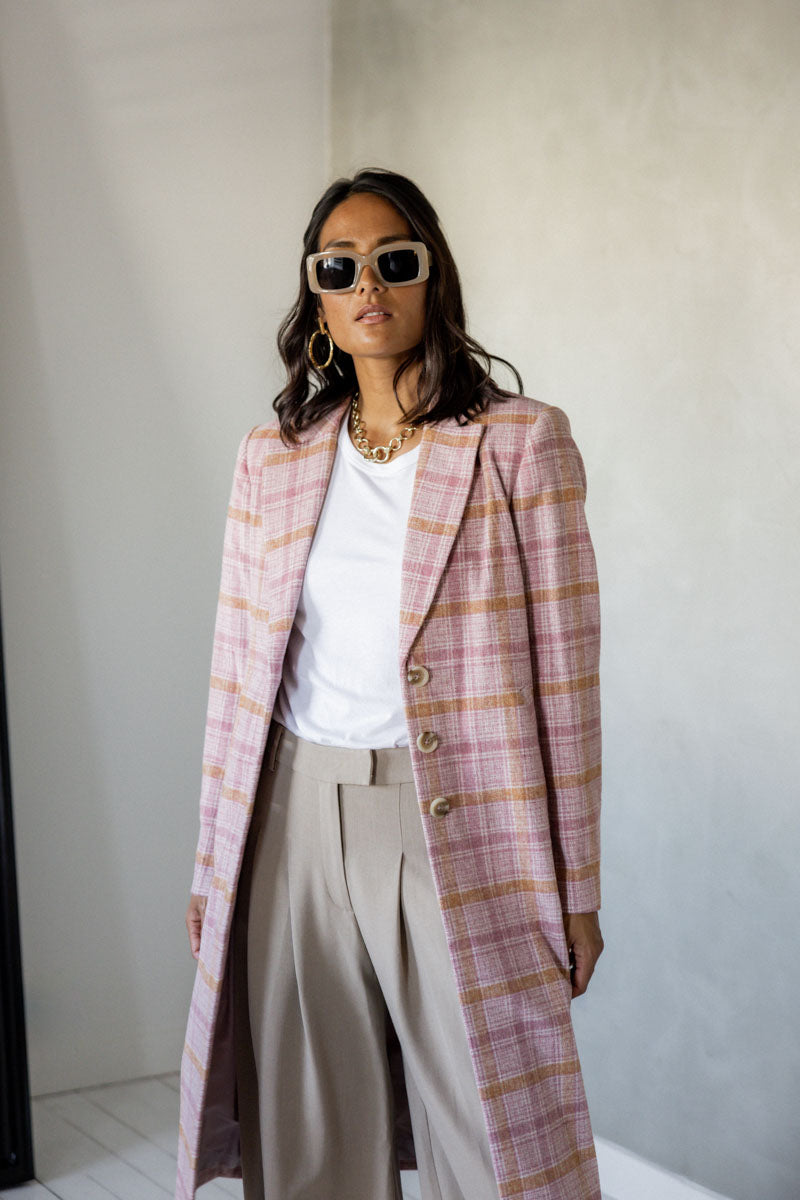 Pink 2025 check coat