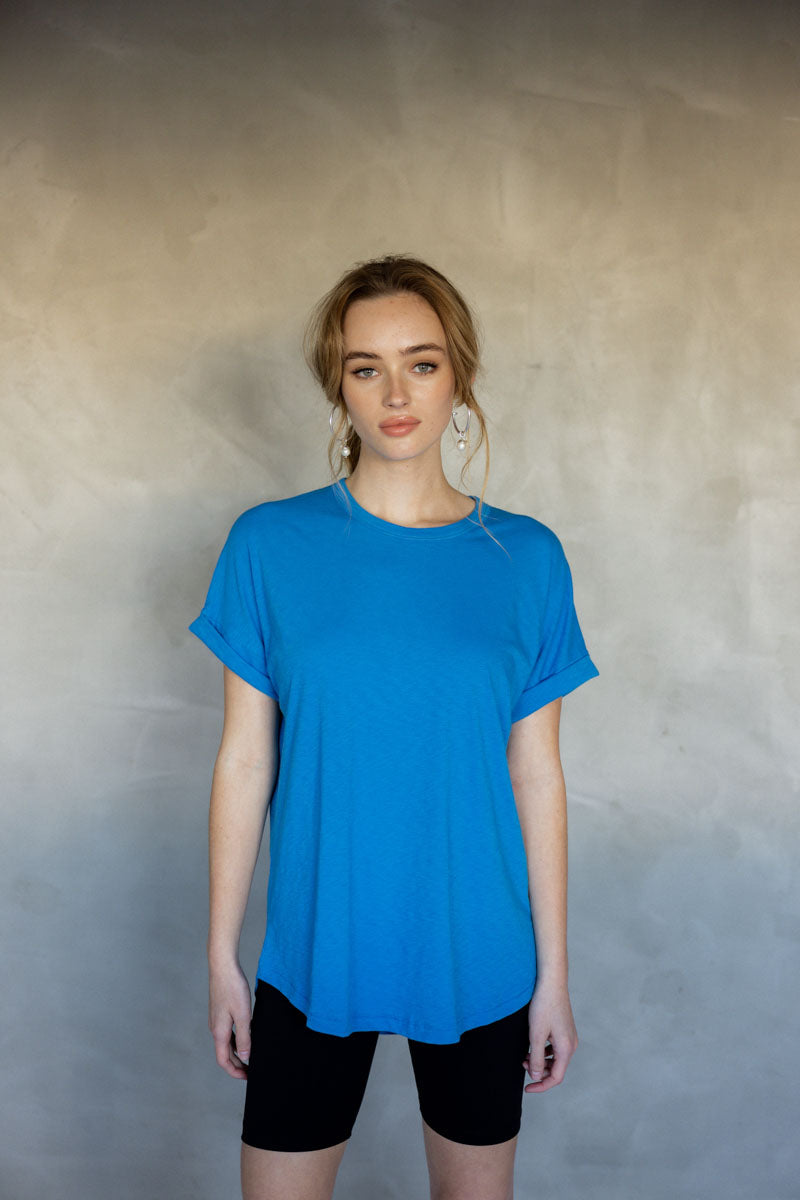 All You Need Cuff Tee in Ibiza Blue