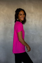 Load image into Gallery viewer, Before We Expire V-neck Tee in Fuchsia Fedora
