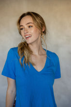 Load image into Gallery viewer, Before We Expire V-neck Tee in Ibiza Blue
